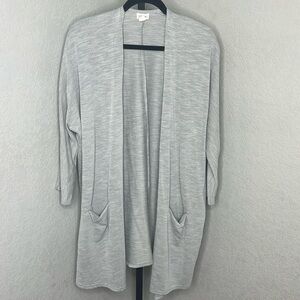 728 - Donni EUC Tan Ribbed Long Sleeve Cardigan, Size Large